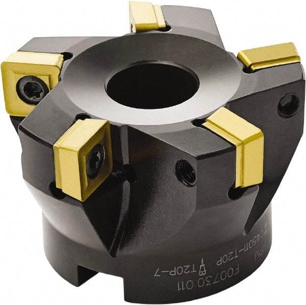 Seco - 63mm Cut Diam, 22mm Arbor Hole, 11mm Max Depth of Cut, 87° Indexable Chamfer & Angle Face Mill - 5 Inserts, SC.. 1206 Insert, Right Hand Cut, Through Coolant, Series R220.79 - All Tool & Supply