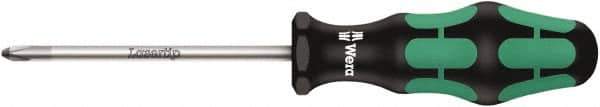 Wera - #0, 7-1/8" OAL, Standard Phillips Screwdriver - 4" Blade Length, Round Shank, Ergonomic Handle - All Tool & Supply