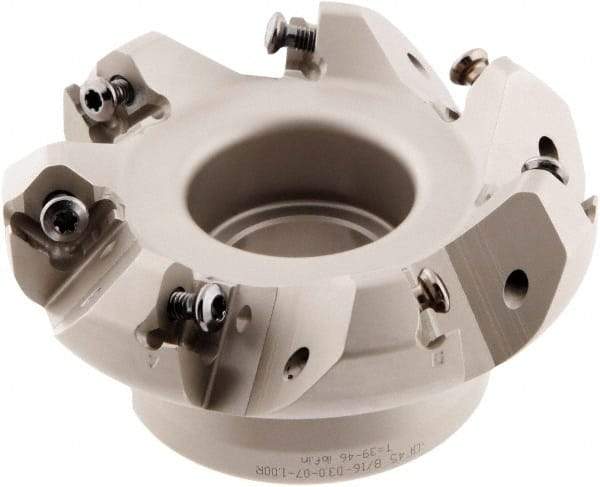 Iscar - 3" Cut Diam, 1" Arbor Hole, 0.138" Max Depth of Cut, 45° Indexable Chamfer & Angle Face Mill - 7 Inserts, ONHU 0505\xB6OXMT 0507\xB6S845 SN.U 1305 Insert, Right Hand Cut, 7 Flutes, Series Helido - All Tool & Supply