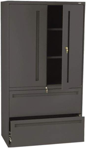 Hon - 36" Wide x 67" High x 19-1/4" Deep, 2 Drawer Lateral File with Lock - Steel, Charcoal - All Tool & Supply