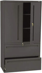 Hon - 36" Wide x 67" High x 19-1/4" Deep, 2 Drawer Lateral File with Lock - Steel, Charcoal - All Tool & Supply