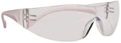 PRO-SAFE - Clear Lenses, Framed Safety Glasses - Anti-Fog, Scratch Resistant, Clear/Pink Polycarbonate Frame, Size S, Wrap Around - All Tool & Supply