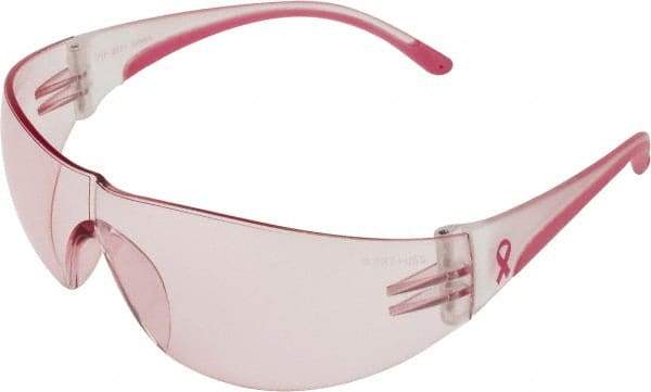 PRO-SAFE - Pink Lenses, Framed Safety Glasses - Scratch Resistant, Clear/Pink Polycarbonate Frame, Size S, Wrap Around - All Tool & Supply