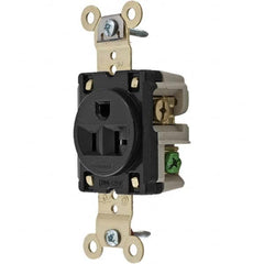 Hubbell Wiring Device-Kellems - 125V 20A NEMA 5-20R Industrial Grade Black Straight Blade Single Receptacle - All Tool & Supply