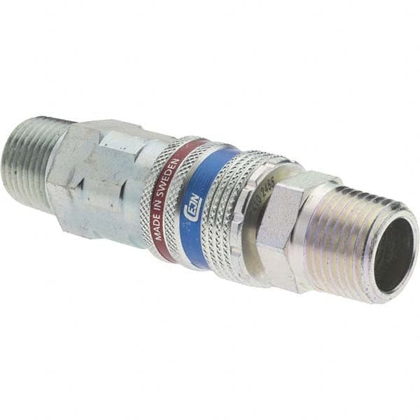 Dynabrade - 2 Piece 1/2" Body 1/2 NPT 150 psi Brass/Steel Industrial Pneumatic Coupling Plug Set - All Tool & Supply