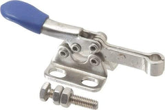 Gibraltar - 75 Lb Holding Capacity, Horizontal Handle, Manual Hold Down Toggle Clamp - 82° Handle Movement, 94° Bar Opening, Solid Bar, Flanged Base, Electro-Plated Zinc, Stainless Steel - All Tool & Supply