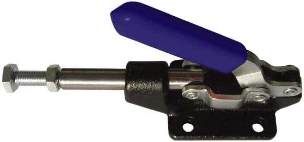 Gibraltar - 600 Lb Load Capacity, Flanged Base, Carbon Steel, Standard Straight Line Action Clamp - 0.22" Mounting Hole Diam, 0.44" Plunger Diam, Straight Handle - All Tool & Supply