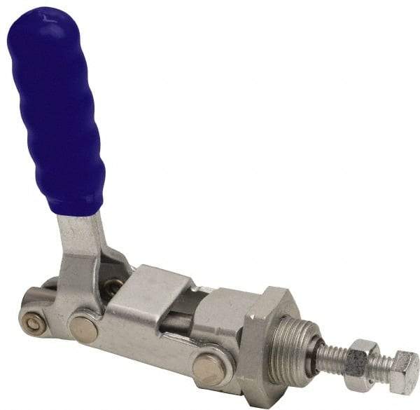 Gibraltar - 300 Lb Load Capacity, Flush Base, Carbon Steel, Standard Straight Line Action Clamp - 3/4" Mounting Hole Diam, 0.44" Plunger Diam, Straight Handle - All Tool & Supply