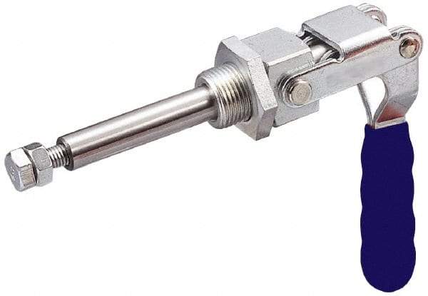 Gibraltar - 700 Lb Load Capacity, Flush Base, Carbon Steel, Standard Straight Line Action Clamp - 1" Mounting Hole Diam, 0.63" Plunger Diam, Straight Handle - All Tool & Supply