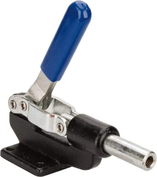 Gibraltar - 800 Lb Load Capacity, Flanged Base, Carbon Steel, Standard Straight Line Action Clamp - 4 Mounting Holes, 0.38" Mounting Hole Diam, 0.62" Plunger Diam, Whale Tail Handle - All Tool & Supply