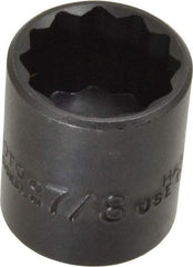 Proto - 7/8", 3/8" Drive, Standard Hand Socket - 12 Points, 1-7/16" OAL, Alloy Steel, Black Finish - All Tool & Supply