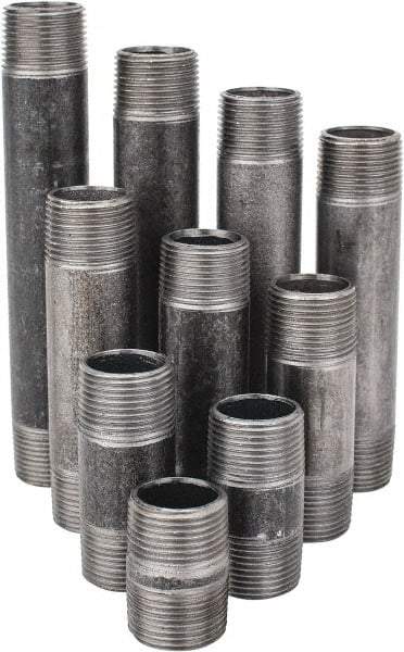 Made in USA - 100 Piece, 3/4" Pipe, Black Finished Steel Pipe Nipple Set - Schedule 40, (25) Close, (20) 2, (10) 2-1/2, (10) 3, (5) 3-1/2, (10) 4, (5) 4-1/2, (5) 5, (5) 5-1/2, (5) 6 - All Tool & Supply