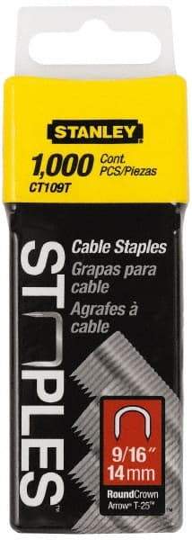 Stanley - 5/16" Wide Galvanized Steel Cable Staples - 9/16" Leg Length - All Tool & Supply