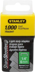 Stanley - 7/16" Wide Galvanized Steel Light Duty Staples - 1/4" Leg Length - All Tool & Supply