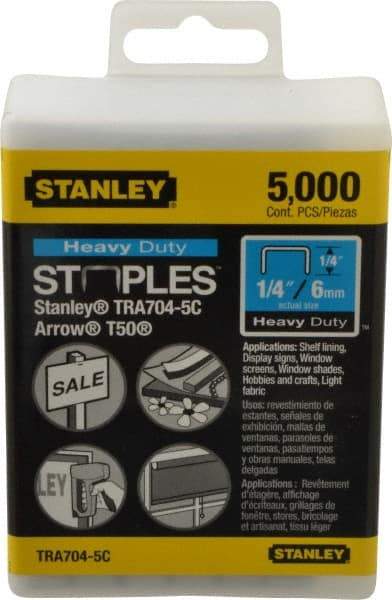 Stanley - 27/64" Wide Galvanized Steel Heavy Duty Power Crown Staples - 1/4" Leg Length - All Tool & Supply