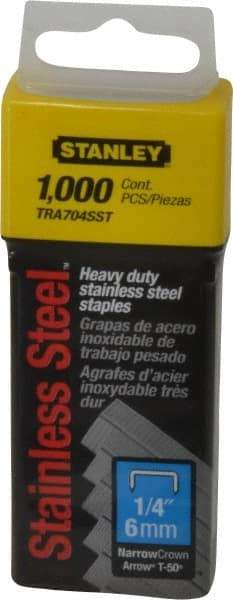 Stanley - 27/64" Wide Stainless Steel Narrow Crown Staples - 1/4" Leg Length - All Tool & Supply