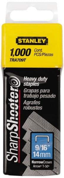Stanley - 27/64" Wide Galvanized Steel Heavy Duty Power Crown Staples - 9/16" Leg Length - All Tool & Supply
