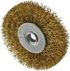 Value Collection - 2-1/2" OD, 1/4" Shank Diam, Crimped Brass Wheel Brush - 3/8" Face Width, 1/2" Trim Length, 0.014" Filament Diam, 20,000 RPM - All Tool & Supply