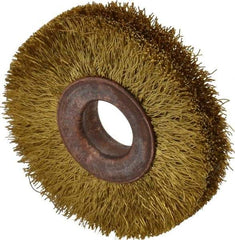 Value Collection - 2" OD, 1/2" Arbor Hole, Crimped Brass Wheel Brush - 5/16" Face Width, 3/8" Trim Length, 0.008" Filament Diam, 20,000 RPM - All Tool & Supply