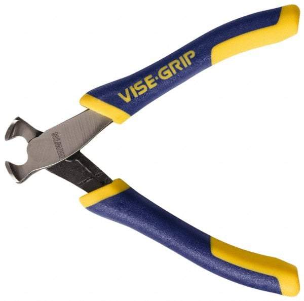 Irwin - 4-1/2" OAL, Flush End Cutting Pliers - 5/16" Jaw Length x 9/16" Jaw Width, Standard Head, Rubber Grips Handle - All Tool & Supply