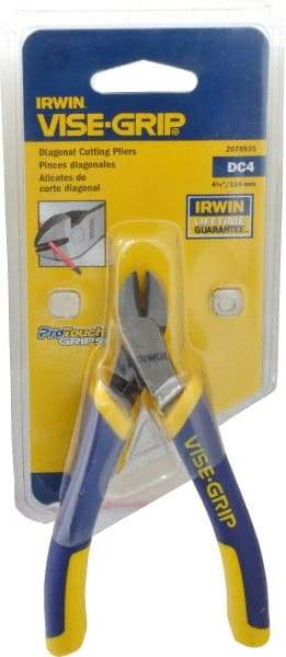 Irwin - 4-1/2" OAL, Diagonal Cutter - 1/2" Jaw Length x 7/64" Jaw Width, Oval Head, ProTouch Handle - All Tool & Supply