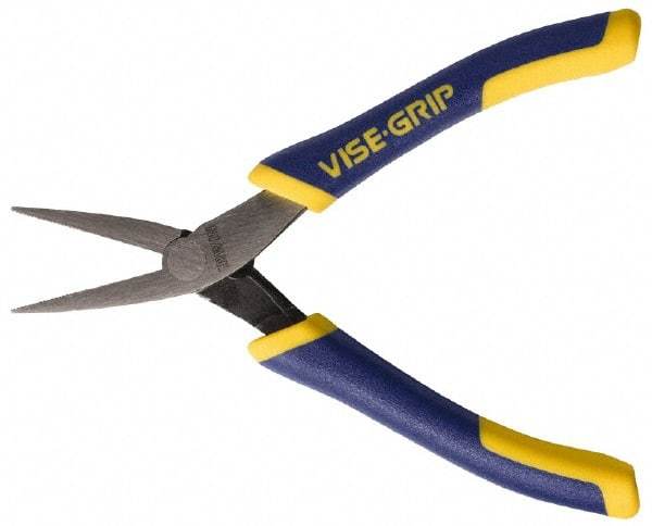 Irwin - 5-1/4" OAL, 1-1/4" Jaw Length x 9/16" Jaw Width, Pliers - Machined Jaw, Flat Nose Head, ProTouch Handles - All Tool & Supply