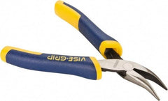 Irwin - 5" OAL, 1-1/8" Jaw Length x 1/4" Jaw Width, Long Nose Side Cutting Bent Nose Pliers - Serrated Jaw, Standard Head, ProTouch Handles, with Spring - All Tool & Supply