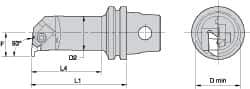 Kennametal - Insert Style NG 2L, 60mm Head Length, Right Hand Cut, Internal Modular Threading Cutting Unit Head - System Size KM32, 11mm Center to Cutting Edge, Series Top Notch - All Tool & Supply