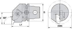 Kennametal - Insert Style NG 5R, 60mm Head Length, Left Hand Cut, Internal Modular Threading Cutting Unit Head - System Size KM63, 43mm Center to Cutting Edge, Series Top Notch - All Tool & Supply