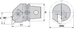 Kennametal - Insert Style NG 4R, 60mm Head Length, Left Hand Cut, Internal Modular Threading Cutting Unit Head - System Size KM63, 43mm Center to Cutting Edge, Series Top Notch - All Tool & Supply