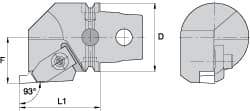 Kennametal - Insert Style NG 4R, 60mm Head Length, Right Hand Cut, Internal Modular Threading Cutting Unit Head - System Size KM63, 43mm Center to Cutting Edge, Series Top Notch - All Tool & Supply