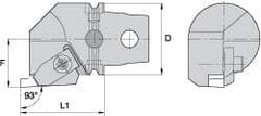 Kennametal - Insert Style NG 4L, 60mm Head Length, Left Hand Cut, Internal Modular Threading Cutting Unit Head - System Size KM63, 43mm Center to Cutting Edge, Series Top Notch - All Tool & Supply