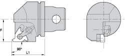 Kennametal - Insert Style LT 16EL, 35mm Head Length, Left Hand Cut, External Modular Threading Cutting Unit Head - System Size KM32, 22mm Center to Cutting Edge, Series LT Threading - All Tool & Supply