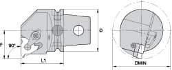 Kennametal - Insert Style LT 22NL, 60mm Head Length, Left Hand Cut, Internal Modular Threading Cutting Unit Head - System Size KM63, 43mm Center to Cutting Edge, Series LT Threading - All Tool & Supply