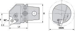 Kennametal - Insert Style LT 22NL, 60mm Head Length, Left Hand Cut, Internal Modular Threading Cutting Unit Head - System Size KM63, 43mm Center to Cutting Edge, Series LT Threading - All Tool & Supply