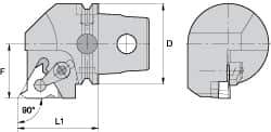 Kennametal - Insert Style LT 22ER, 60mm Head Length, Right Hand Cut, External Modular Threading Cutting Unit Head - System Size KM63, 43mm Center to Cutting Edge, Series LT Threading - All Tool & Supply