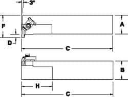 Tool-Flo - External Thread, Right Hand Cut, 3/4" Shank Width x 3/4" Shank Height Indexable Threading Toolholder - 4-1/2" OAL, FL 2L Insert Compatibility, FLE Toolholder, Series FLER - All Tool & Supply