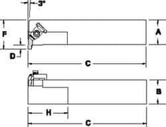 Tool-Flo - External Thread, Right Hand Cut, 1-1/4" Shank Width x 1-1/4" Shank Height Indexable Threading Toolholder - 6" OAL, FL 4L Insert Compatibility, FLE Toolholder, Series FLER - All Tool & Supply