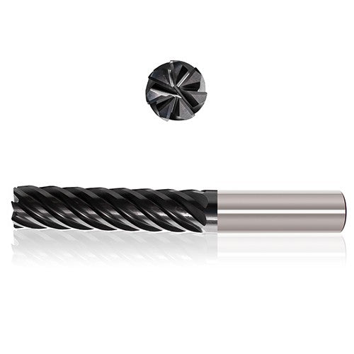 ‎1-1/4″ Dia. × 1-1/4″ Shank × 2″ DOC × 4-1/2″ OAL, Sistral, 7 Flute, Variable Helix, Straight, External, Bullnose, Solid End Mill - Exact Industrial Supply