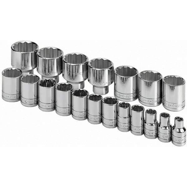 SK - 1/2" Drive Standard Socket Set - 3/8 to 1-1/2", Inch Measurement Standard - All Tool & Supply