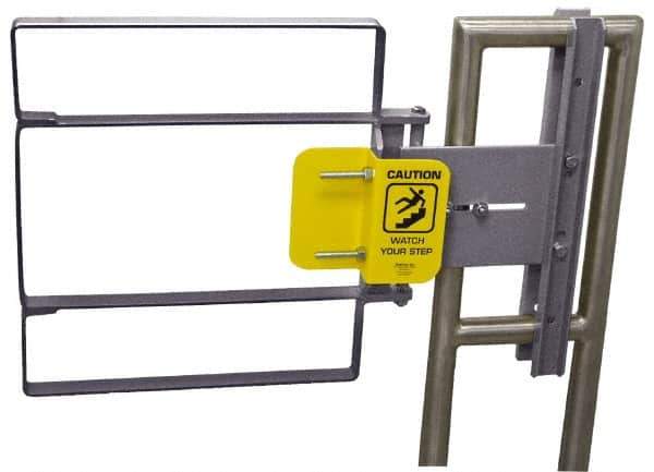 FabEnCo - Galvanized Carbon Steel Self Closing Rail Safety Gate - Fits 31 to 33-1/2" Clear Opening, 33-1/2" Wide x 22" Door Height, 46 Lb, Gray, Silver - All Tool & Supply