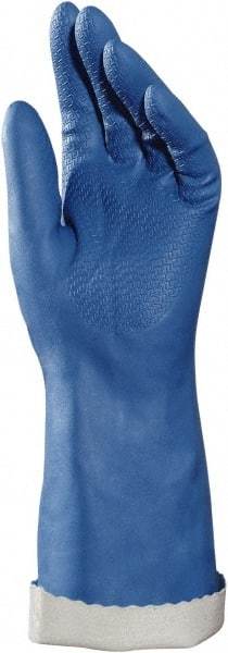 MAPA Professional - Size XL (10), 14" Long, 30 mil Thick, Supported, Neoprene Chemical Resistant Gloves - Textured Finish, Cotton Lined, Gauntlet Cuff, Blue, FDA Approved - All Tool & Supply