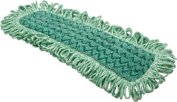 Rubbermaid - 20.7" Long x 5.7" Wide Microfiber Dust Mop Pad - Hook & Loop, Green, Fringed Head - All Tool & Supply