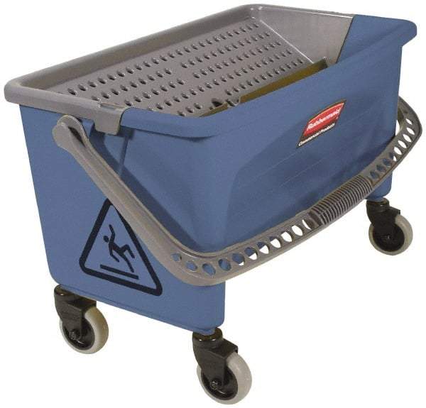 Rubbermaid - 40 Qt Plastic Bucket & Wringer - 14.7" Long x 16.2" High x 26.2" Wide, Blue - All Tool & Supply