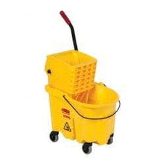 Rubbermaid - 26 Qt Plastic Bucket & Wringer - 18-5/8" Long x 16-3/4" High x 15-5/8" Wide, Yellow - All Tool & Supply