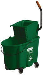 Rubbermaid - 35 Qt Plastic Bucket & Wringer - 20-1/8" Long x 36-1/2" High x 15-3/4" Wide, Green - All Tool & Supply