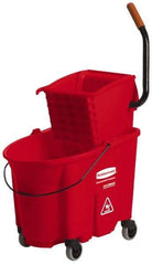 Rubbermaid - 35 Qt Plastic Bucket & Wringer - 20-1/8" Long x 36-1/2" High x 15-3/4" Wide, Red - All Tool & Supply