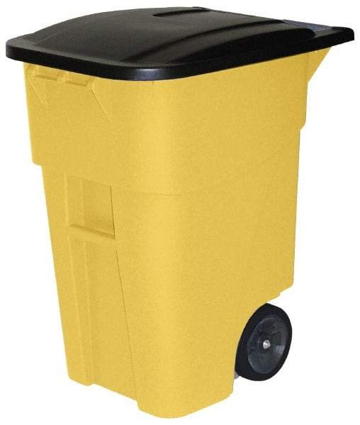 Rubbermaid - 50 Gal Yellow Rectangle Trash Can - Polyethylene, 36-1/2" High x 28-1/2" Long x 23-3/8" Wide - All Tool & Supply