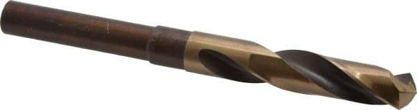 Hertel - 19/32" Drill, 118° Point, Cobalt Silver Deming & Reduced Shank Drill Bit - Oxide/Gold Finish, 6" OAL, Straight Shank, 3" Flute Length, Right Hand Cut, Standard Point, Spiral Flute, Regular Spiral - All Tool & Supply