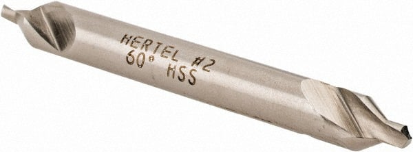 Hertel - #2 Plain Cut 60° Incl Angle High Speed Steel Combo Drill & Countersink - All Tool & Supply